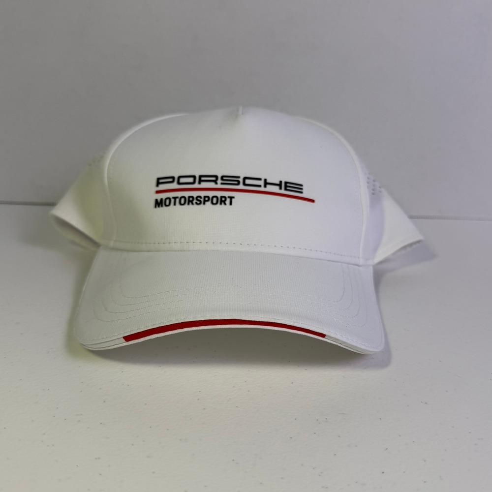 Porsche Motorsport White Perforated Performance Snapback Hat Racing Cap